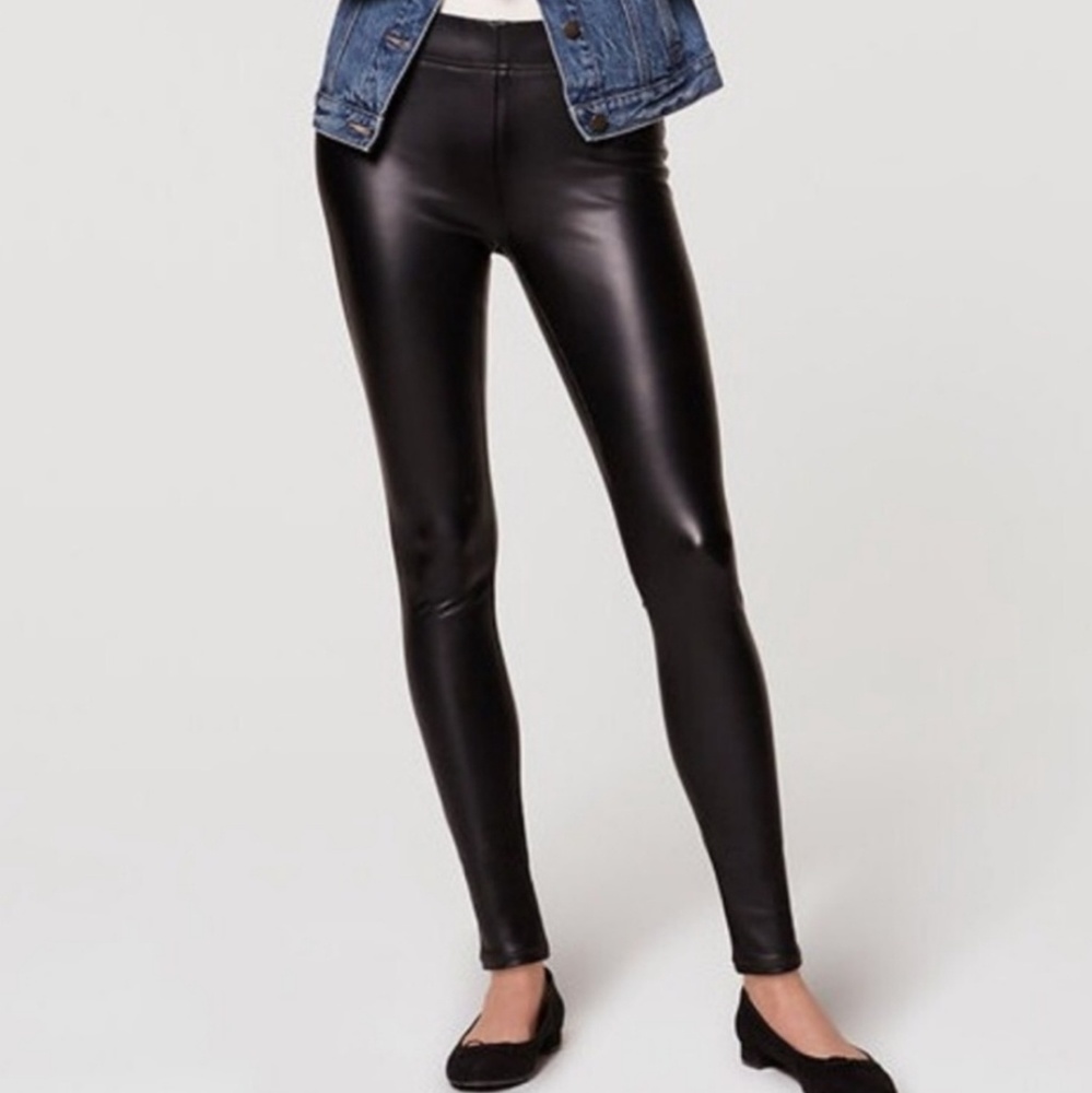 LOFT Black Faux Leather Leggings NWT Medium